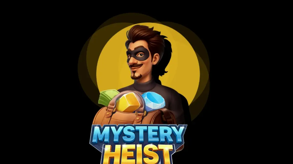 Interface do jogo de slot Mystery Heist com tema de assalto